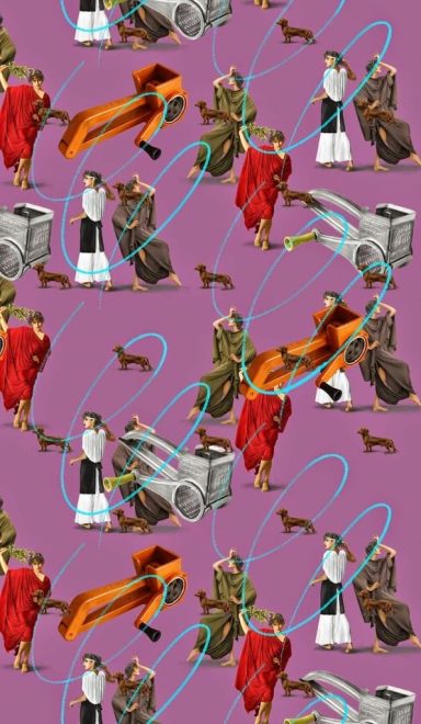 Inès de la Fressange, un teckel et le Mouli Gratter, 2014